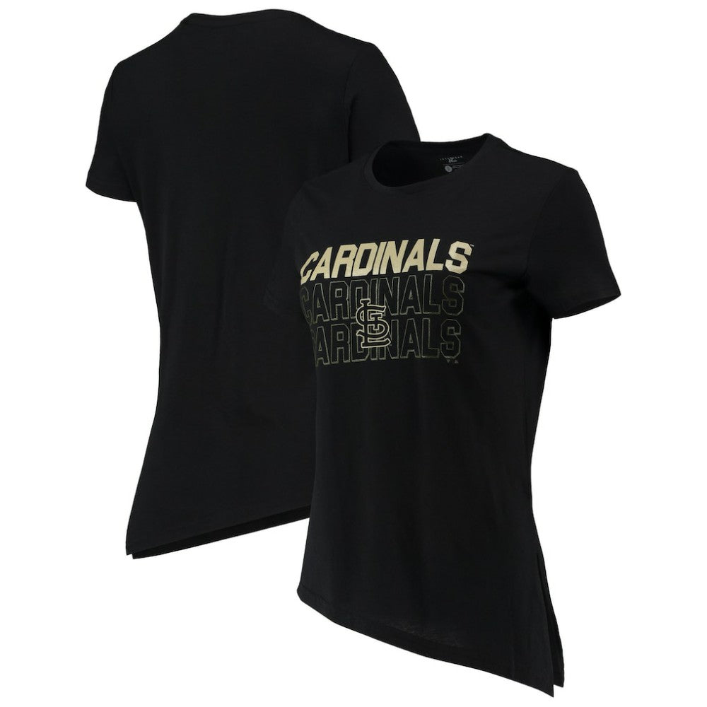 Black St. Louis Cardinals Levelwear Women's Birch Delta Asymmetrical T-Shirt