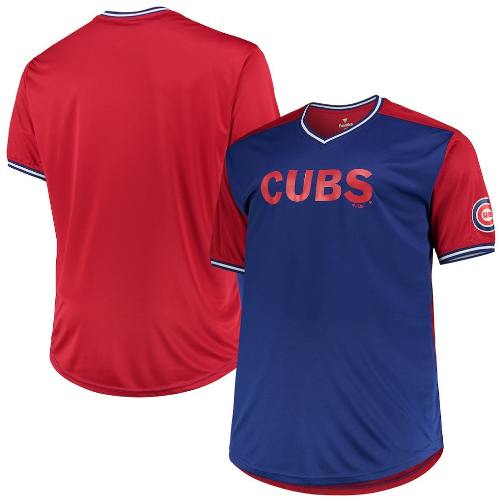Royal/Red Chicago Cubs Solid V-Neck T-Shirt