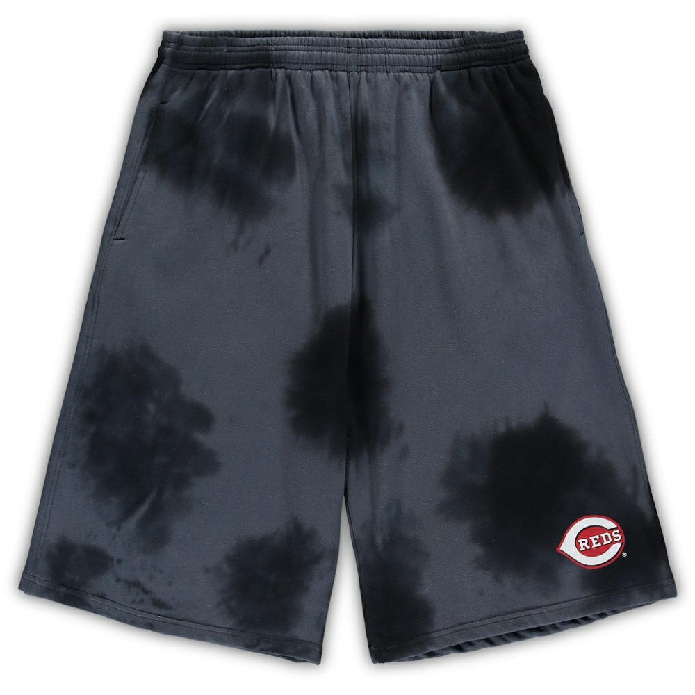 Black Cincinnati Reds Big & Tall Tye Dye Fleece Shorts