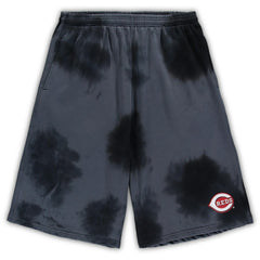 Black Cincinnati Reds Big & Tall Tye Dye Fleece Shorts