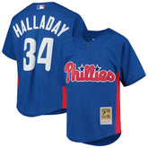 Royal Roy Halladay Philadelphia Phillies Mitchell & Ness Youth Cooperstown Collection Mesh Batting Practice Jersey