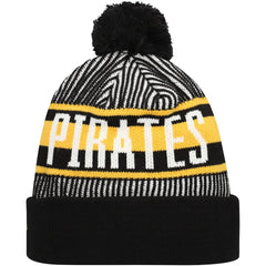 Black Pittsburgh Pirates New Era Striped Cuffed Knit Hat with Pom
