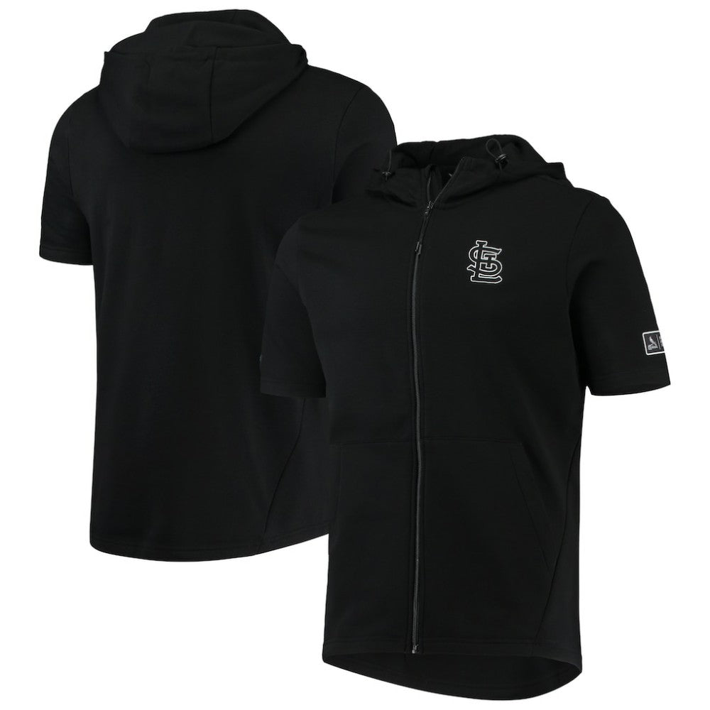 Black St. Louis Cardinals Levelwear Recruit Short Sleeve Full-Zip Hoodie Jacket