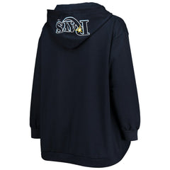 Navy Tampa Bay Rays Women's Plus Size Lace-Up V-Neck Pullover Hoodie