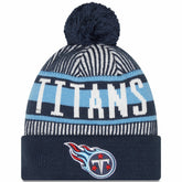 Striped Cuffed Knit Hat with Pom - Tennessee Titans Hats