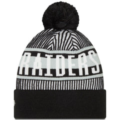 Striped Cuffed Knit Hat with Pom - Las Vegas Raiders Hats