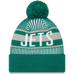Striped Cuffed Knit Hat with Pom - New York Jets Hats