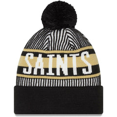 Striped Cuffed Knit Hat with Pom - New Orleans Saints Hats