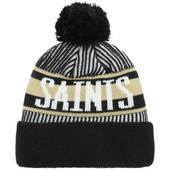 Youth Striped Cuffed Knit Hat with Pom - New Orleans Saints Hats