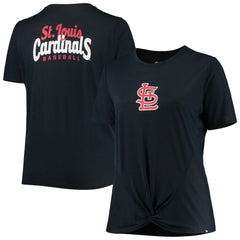 Navy St. Louis Cardinals New Era Women's Plus Size 2-Hit Front Knot T-Shirt