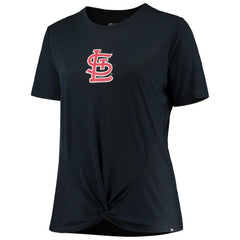 Navy St. Louis Cardinals New Era Women's Plus Size 2-Hit Front Knot T-Shirt