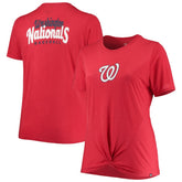 Red Washington Nationals New Era Women's Plus Size 2-Hit Front Knot T-Shirt