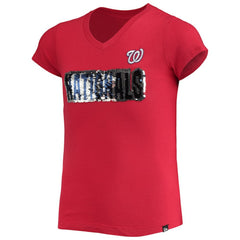 Red Washington Nationals New Era Girls Youth Flip Sequin Team T-Shirt