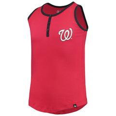 Red Washington Nationals New Era Girls Youth Henley Tank Top