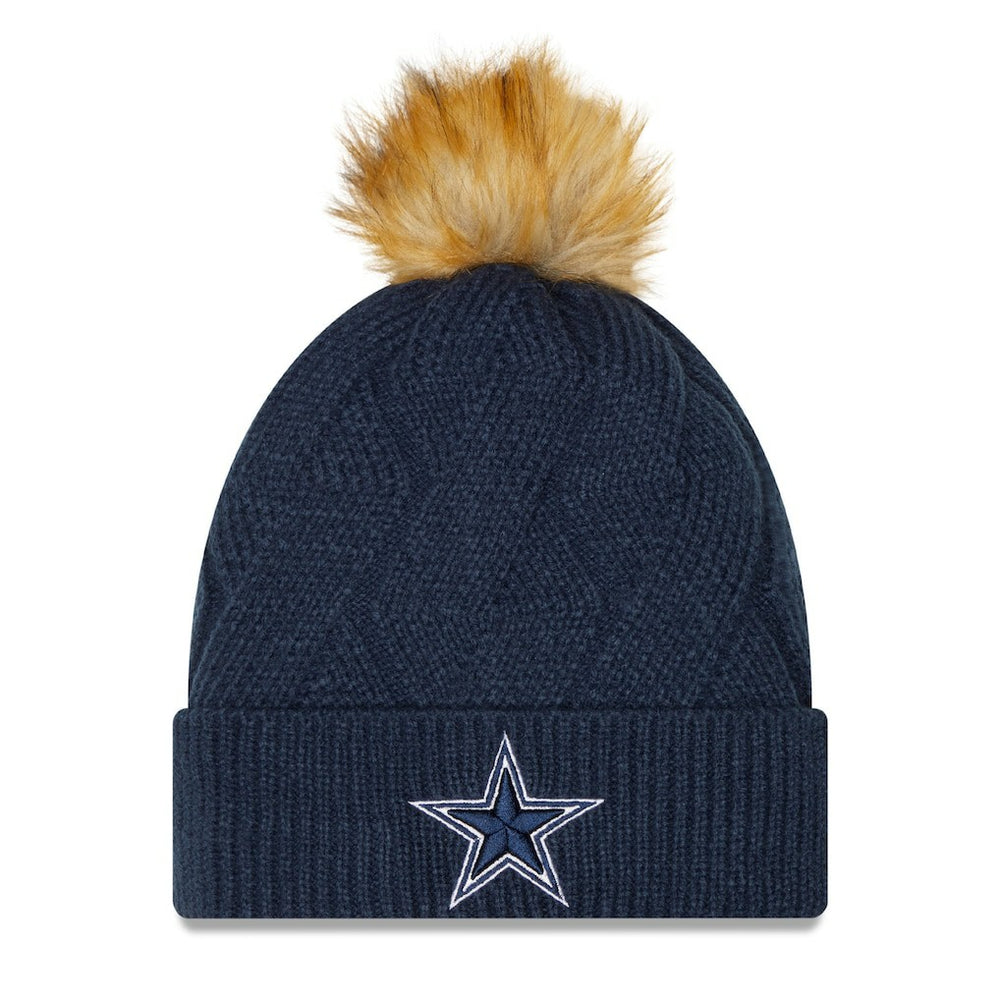 Women's Snowy Cuffed Knit Hat with Pom - Dallas Cowboys Hats