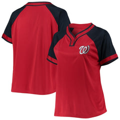 Red Washington Nationals Women's Plus Size Raglan T-Shirt