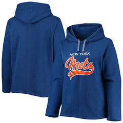 Royal New York Mets Soft as a Grape Women's Plus Size Side Split Pullover Hoodie