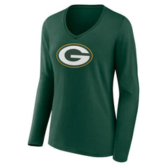 Women's Primary Team Logo Long Sleeve V-Neck T-Shirt - Green Bay Packers T-shirts