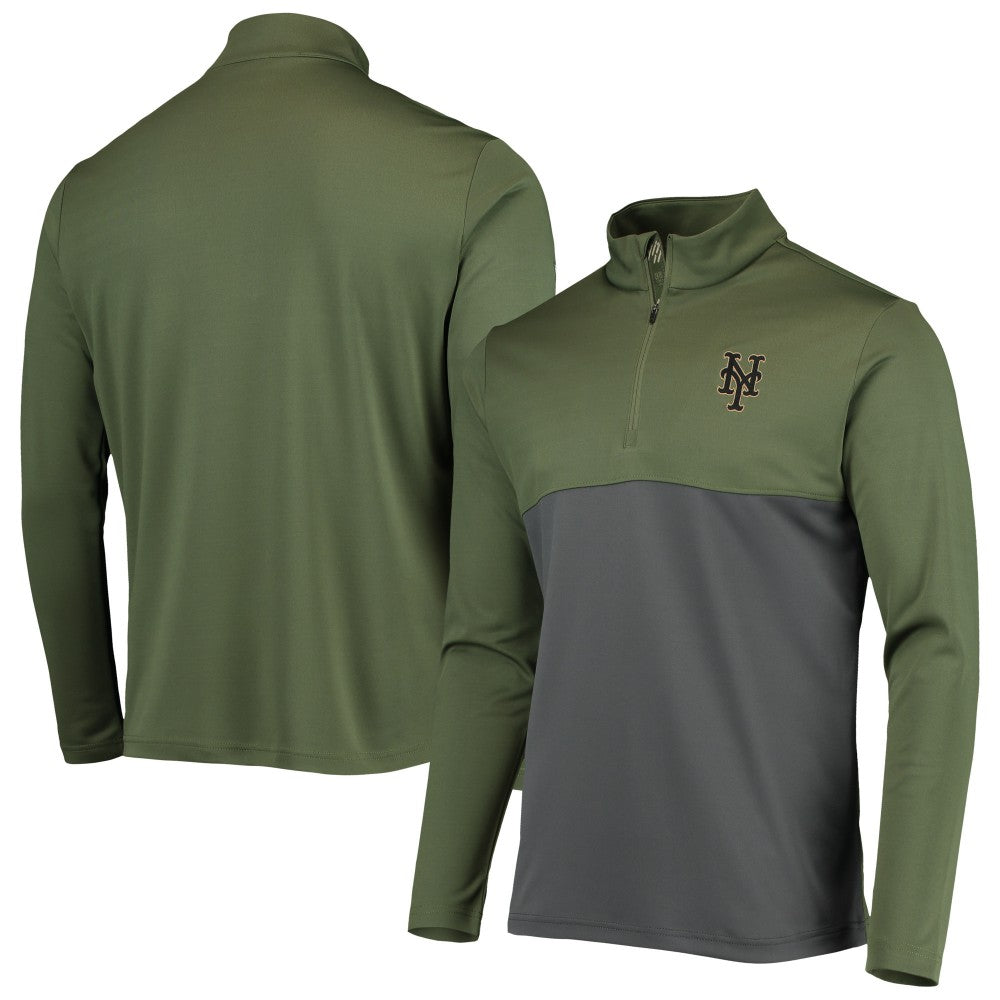 Olive New York Mets Levelwear Delta Pursue Quarter-Zip Jacket