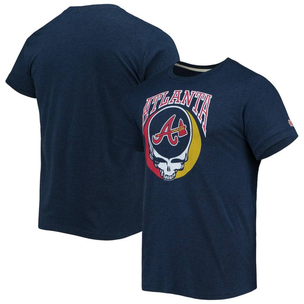 Navy Atlanta Braves Homage Grateful Dead Tri-Blend T-Shirt