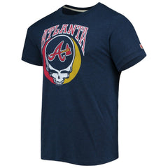 Navy Atlanta Braves Homage Grateful Dead Tri-Blend T-Shirt