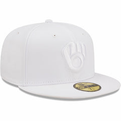 Milwaukee Brewers New Era White on White 59FIFTY Fitted Hat