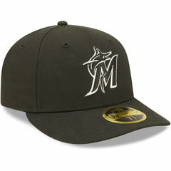 Miami Marlins New Era Black & White Low Profile 59FIFTY Fitted Hat