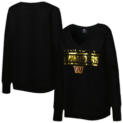 Cuce Women's Sequin Logo V-Neck Pullover Sweatshirt - Washington Commanders Pullover
