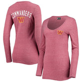 Women's Scoop Neck Tri-Blend Long Sleeve T-Shirt - Washington Commanders T-shirts
