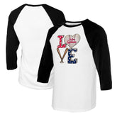 White/Black St. Louis Cardinals Tiny Turnip Women's Baseball Love Raglan 3/4-Sleeve T-Shirt