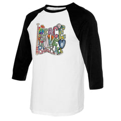 White/Black Detroit Tigers Tiny Turnip Women's Peace Love Baseball 3/4-Sleeve Raglan T-Shirt