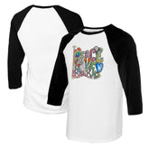 White/Black Los Angeles Dodgers Tiny Turnip Women's Peace Love Baseball 3/4-Sleeve Raglan T-Shirt
