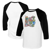 White/Black Texas Rangers Tiny Turnip Women's Peace Love Baseball 3/4-Sleeve Raglan T-Shirt