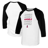 White/Black Los Angeles Angels Tiny Turnip Women's Stacked 3/4-Sleeve Raglan T-Shirt