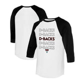 White/Black Arizona Diamondbacks Tiny Turnip Women's Stacked 3/4-Sleeve Raglan T-Shirt