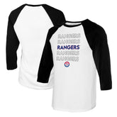 White/Black Texas Rangers Tiny Turnip Women's Stacked 3/4-Sleeve Raglan T-Shirt