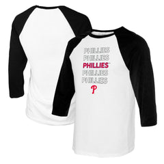 White/Black Philadelphia Phillies Tiny Turnip Youth Stacked Raglan 3/4 Sleeve T-Shirt