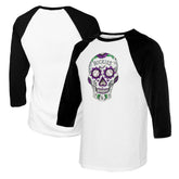 White/Black Colorado Rockies Tiny Turnip Women's Sugar Skull 3/4-Sleeve Raglan T-Shirt