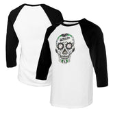 White/Black Chicago White Sox Tiny Turnip Women's Sugar Skull 3/4-Sleeve Raglan T-Shirt