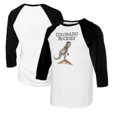 White/Black Colorado Rockies Tiny Turnip Youth TT Rex Raglan 3/4 Sleeve T-Shirt