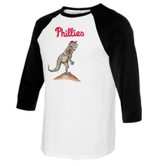 White/Black Philadelphia Phillies Tiny Turnip Youth TT Rex Raglan 3/4 Sleeve T-Shirt