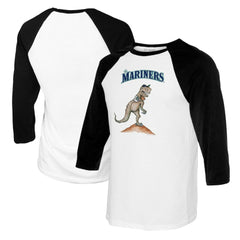 White/Black Seattle Mariners Tiny Turnip Youth TT Rex Raglan 3/4 Sleeve T-Shirt