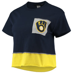 Navy Milwaukee Brewers Refried Apparel Women's Cropped T-Shirt