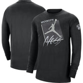 Brooklyn Nets Jordan Brand Courtside Max 90 Vintage Wash Statement Edition Long Sleeve T-Shirt
