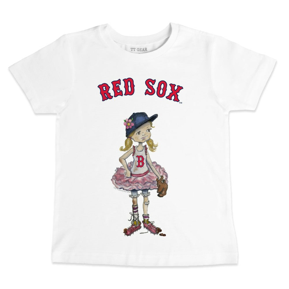 White Boston Red Sox Tiny Turnip Youth Baseball Babes T-Shirt