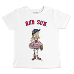 White Boston Red Sox Tiny Turnip Youth Baseball Babes T-Shirt
