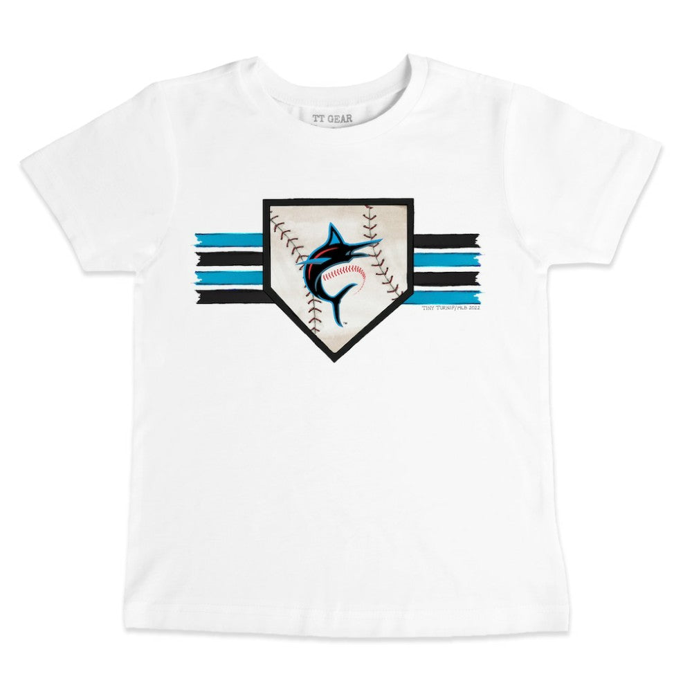 White Miami Marlins Tiny Turnip Youth Base Stripe T-Shirt