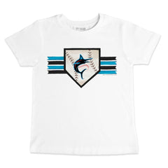 White Miami Marlins Tiny Turnip Youth Base Stripe T-Shirt