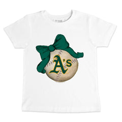 White Athletics Tiny Turnip Youth Baseball Bow T-Shirt