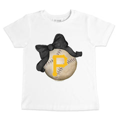 White Pittsburgh Pirates Tiny Turnip Youth Baseball Bow T-Shirt